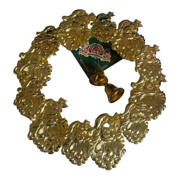 NIB VTG Hudson Bay Company Gold Santa Bell Embossed Christmas Wreath Decor - Picture 6 of 6